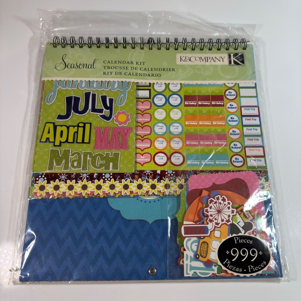 K and Company Seasonal Calendar Kit 999 Pieces Stickers Calendar Borders SEALED